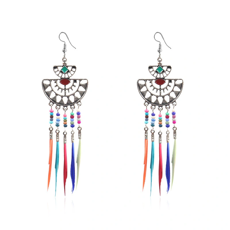 Feather tassel earrings