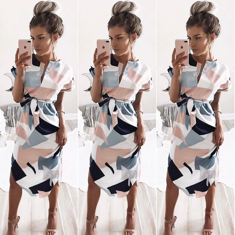V-Neck Printed Dress