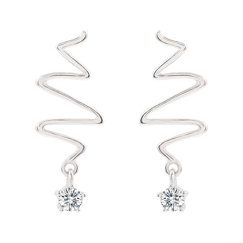 Heartbeat Silver Earrings Simple Temperament Female Earrings