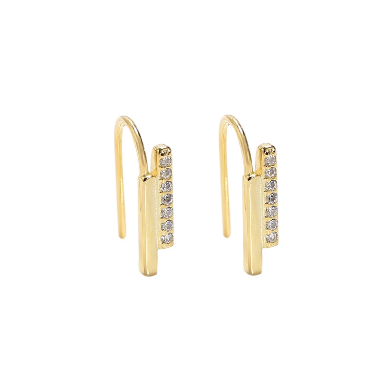 U-shaped Diamond Earrings Sterling silver Korean Style Cold Wind Light Luxury Earrings