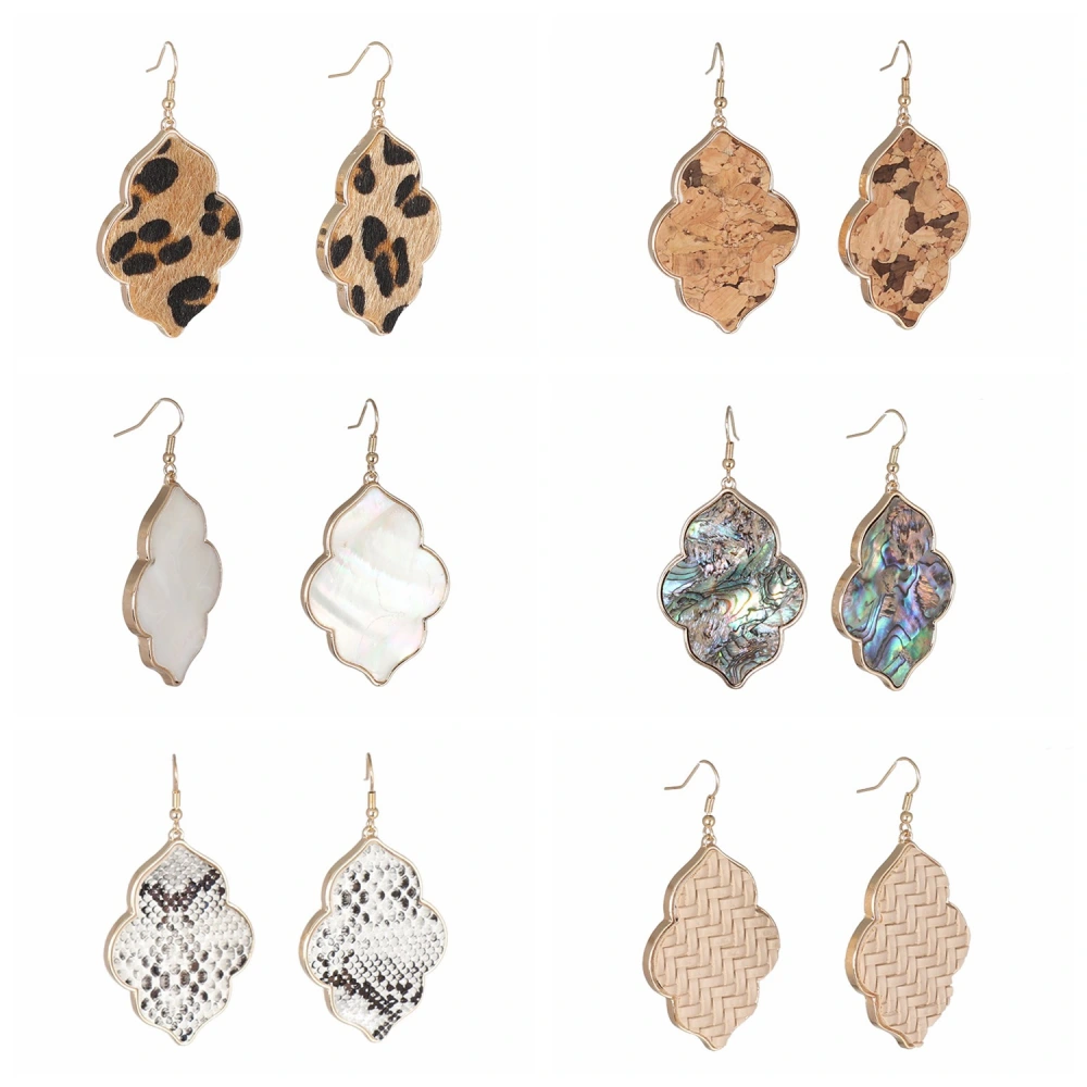 Abalone Shell Leopard Geometric Earrings