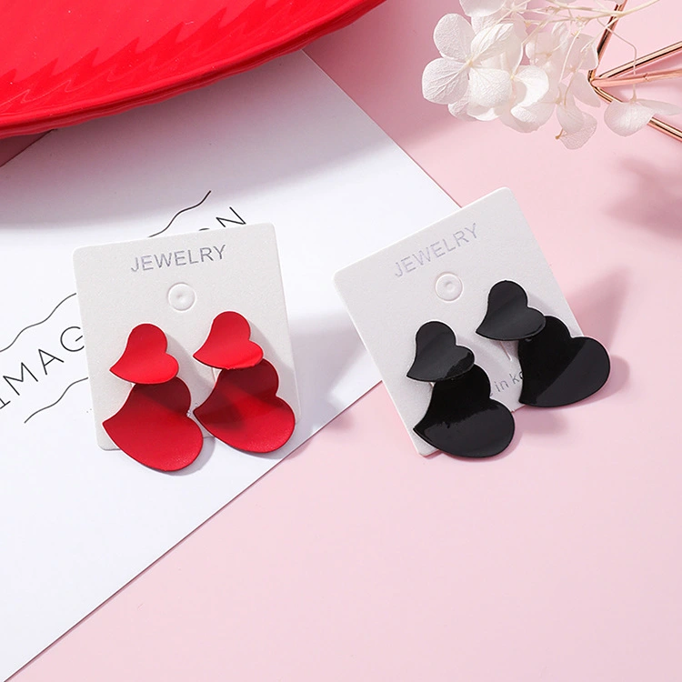 S925 silver needle personality exaggerated metal size love earrings simple heart earrings