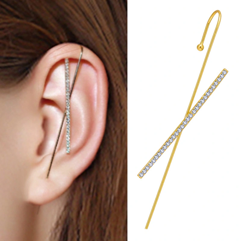 Copper inlaid zircon earrings