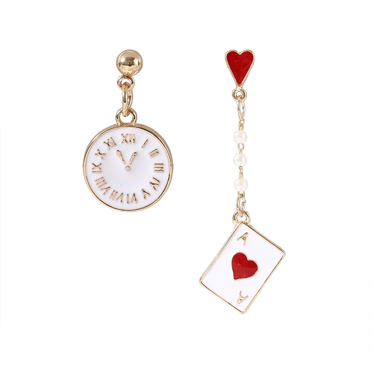 New Girl Alice Dream Clock Poker Cute Earrings