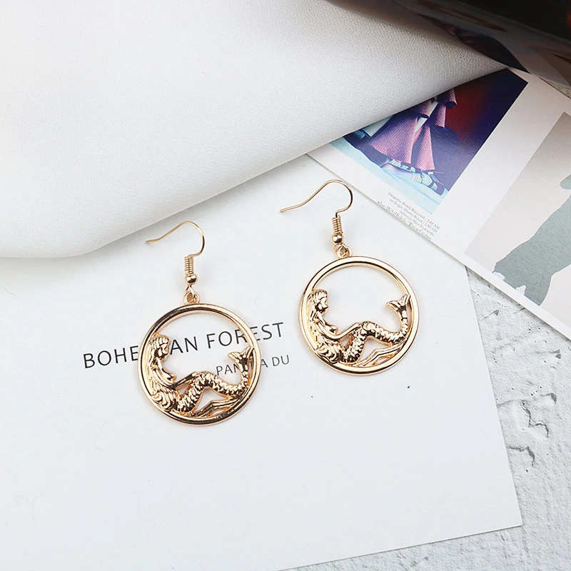 Mermaid cute Harajuku earrings Japanese and Korean personality female jewelry earrings earrings earrings