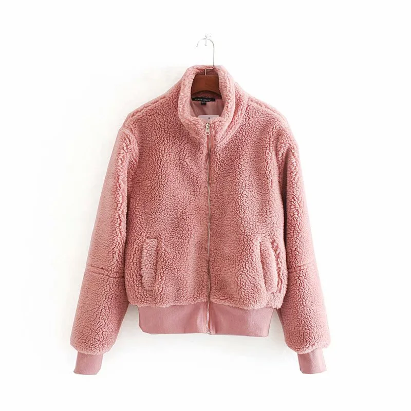 Stand collar short fleece thermal jacket
