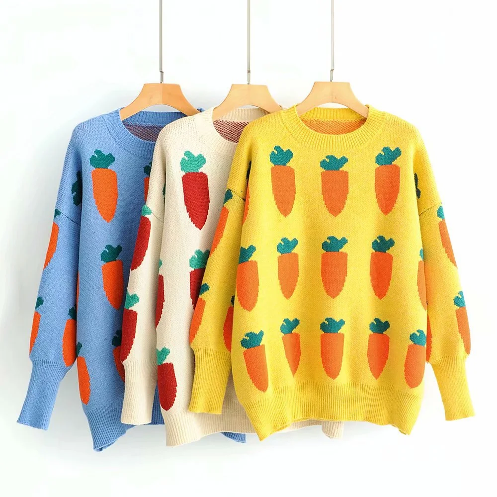 Autumn and winter new casual style women's carrot pattern pullover sweater