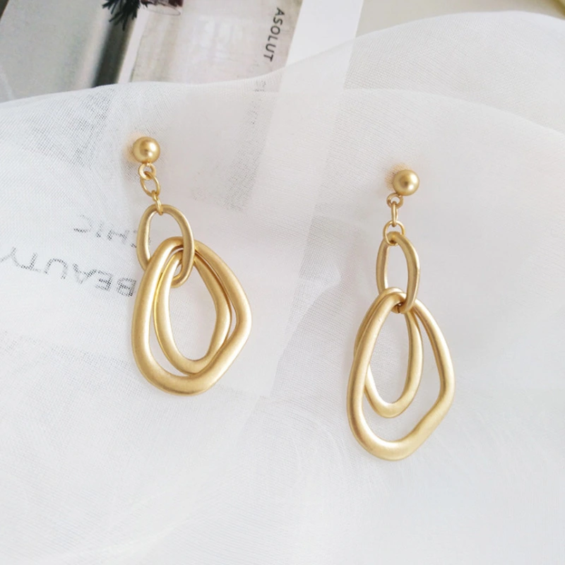 Simple matte gold irregular earrings