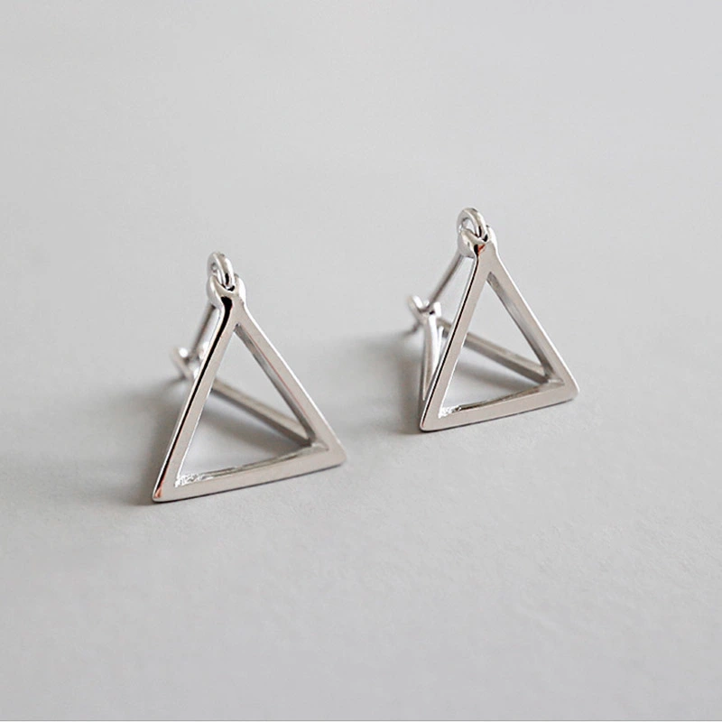 Geometric three-dimensional cutout triangle earrings