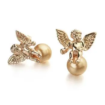 Lucky little angel pearl earrings