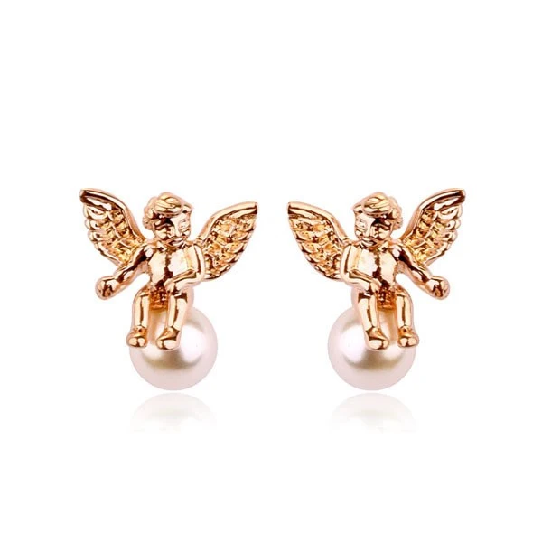 Lucky little angel pearl earrings