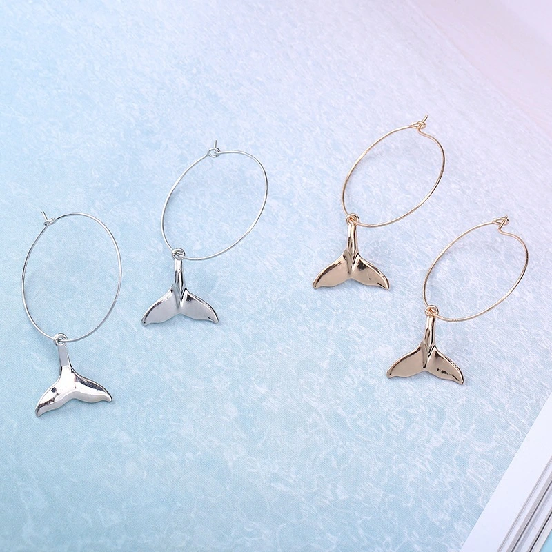 Korean Dolphin Tail Fishtail Earrings Female Temperament Personality Simple Retro Tide Earrings Earrings Earrings Earrings Jewelry