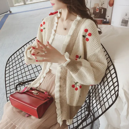 Cardigan Sweater Loose Medium Long Sleeve Jacket