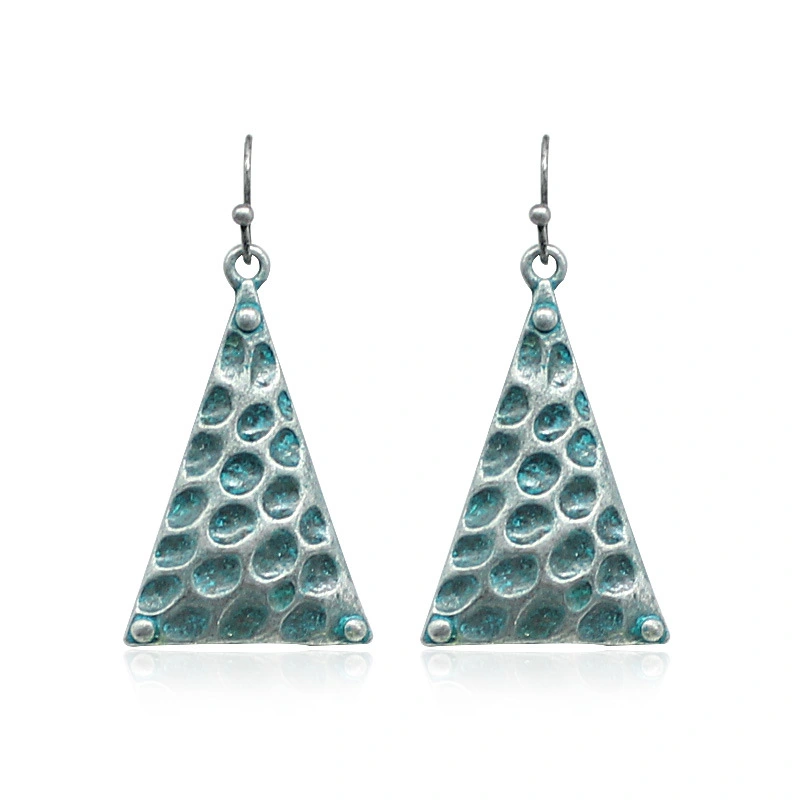 Triangle honeycomb pendant earrings