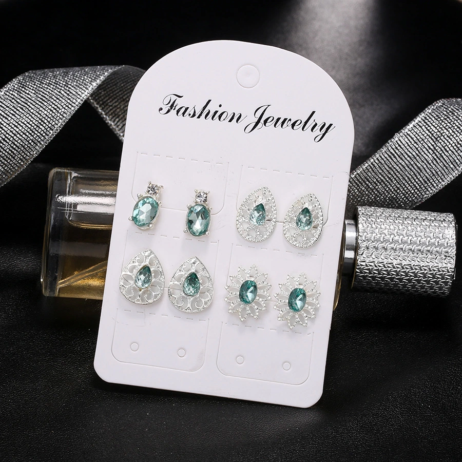4 pairs of glamorous sapphire crystal boho earrings earrings
