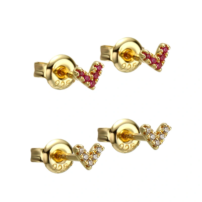 Micro-Set Zircon Small Love Stud Earrings