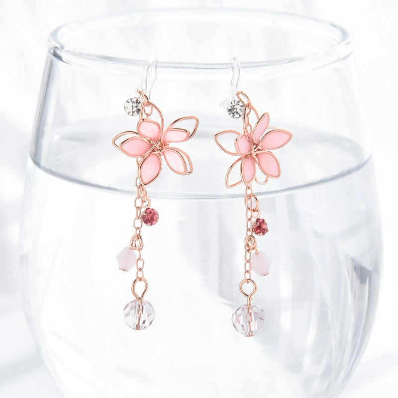 Japanese cherry tassel earrings