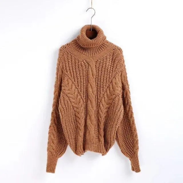 Knitted Pattern Turtleneck Sweater