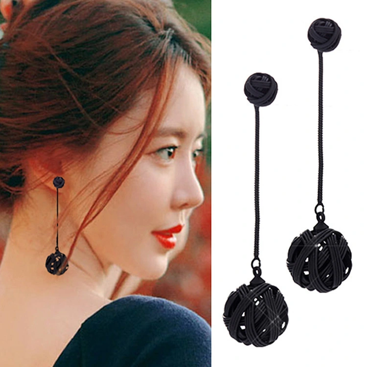 Personalized Black Hollow Bird's Nest Earrings