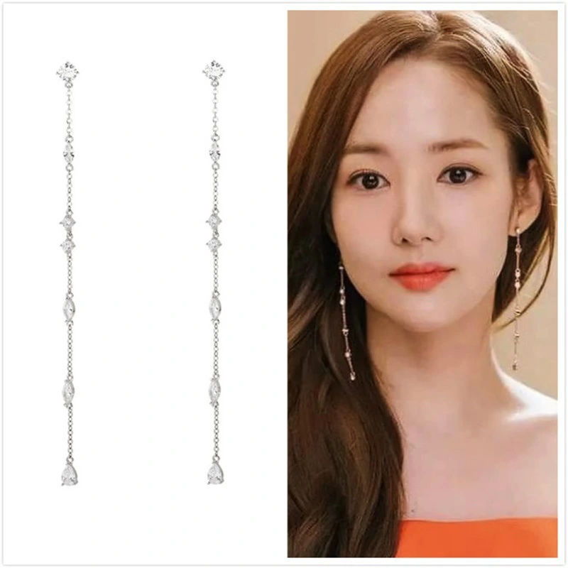 Fashion style long diamond Tassel Earrings