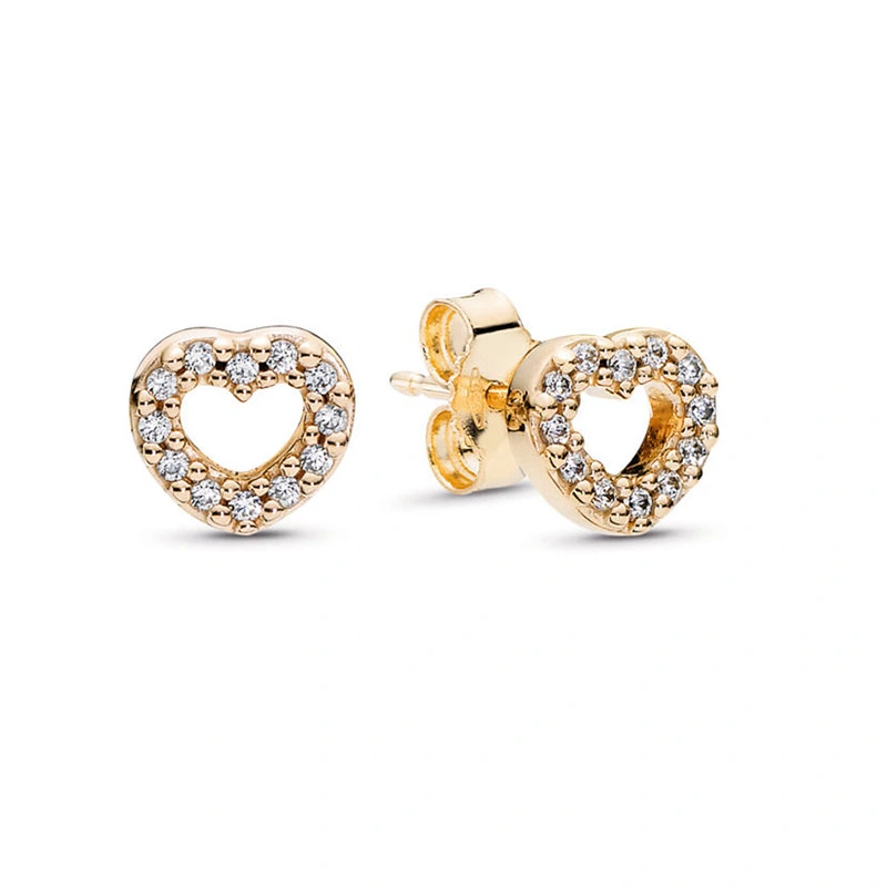 Shining Love Charm Stud Earrings Women's Diamonds