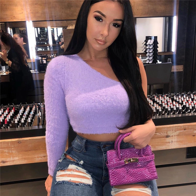 Irregular one-shoulder sweater