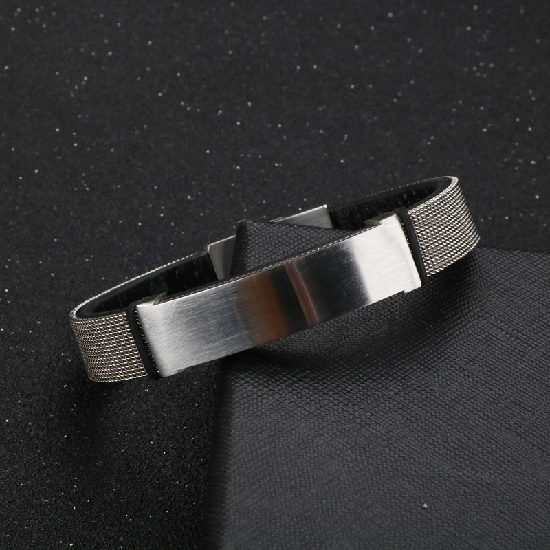 European And American Men's Titanium Steel Leather Bracelet Trend