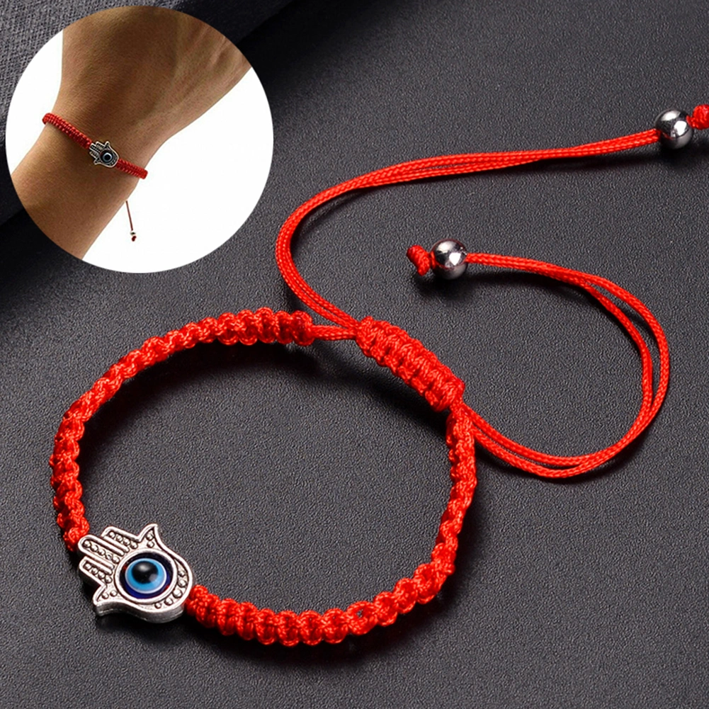 Hand Of Fatima Palm Red Rope Braided Bracelet
