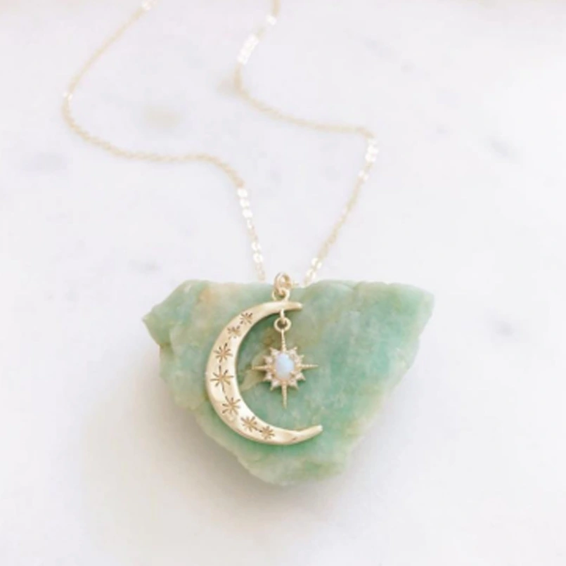 Sun Necklace Pendant Opal Necklace