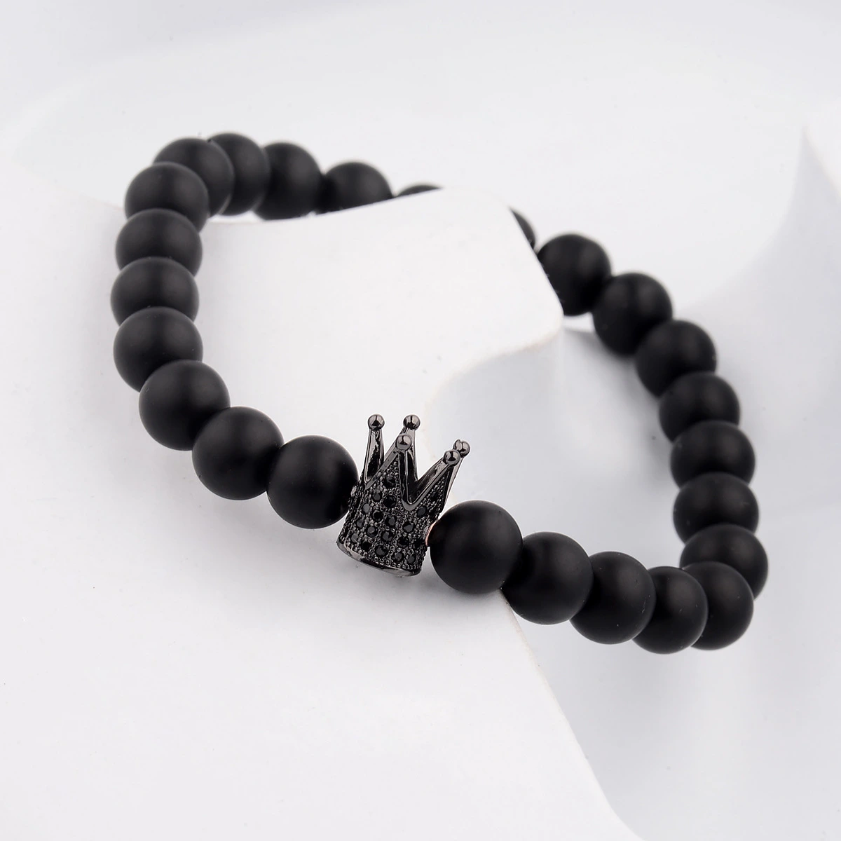 King and Queen Zircon Crown 8mm Stone Stone Couple Bracelet
