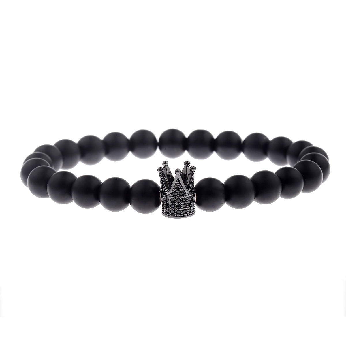 King and Queen Zircon Crown 8mm Stone Stone Couple Bracelet