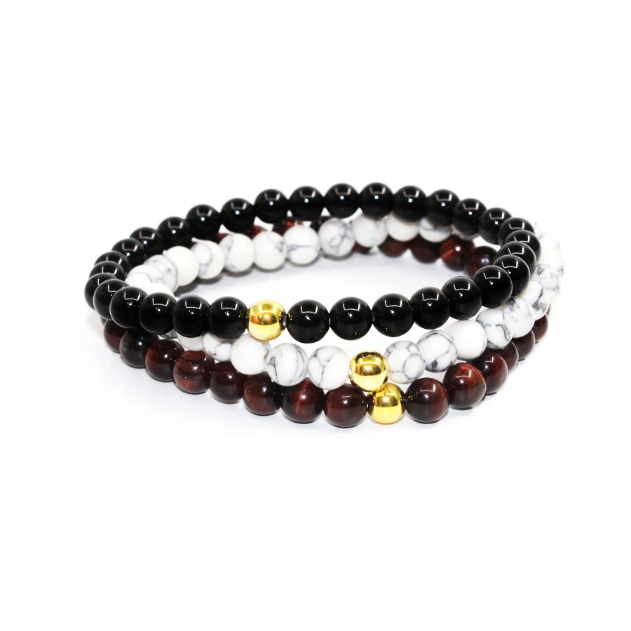 6mm Natural Stone Bracelet Turquoise Tigers Eye 24k Gold And Copper Bead Bracelet