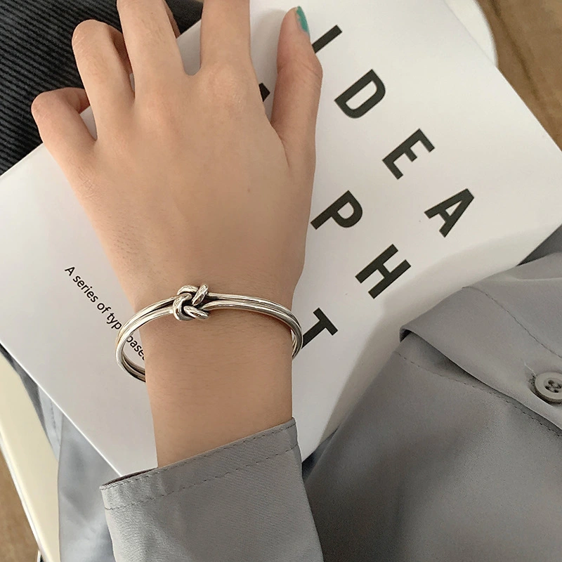 Sterling Silver Niche Design Cold Wind Made Old Student Bracelet