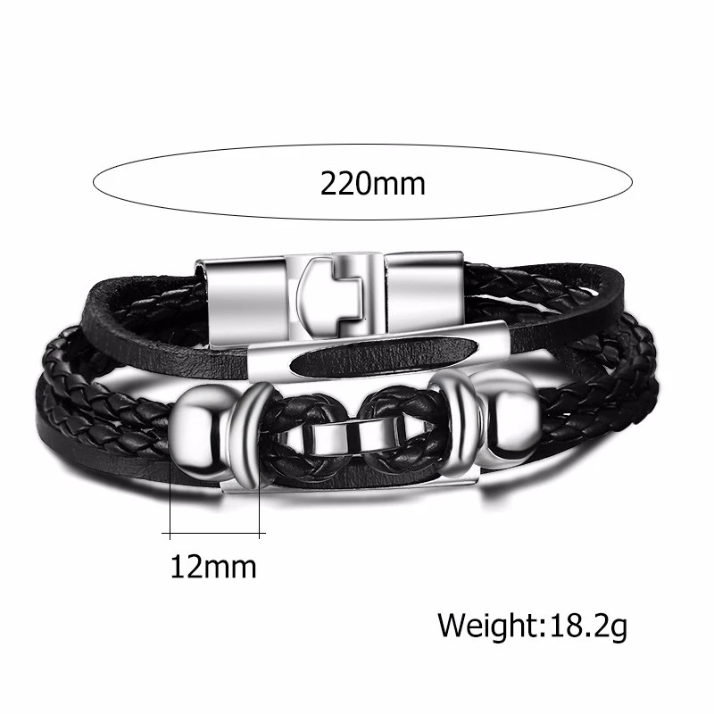 Alloy Ship Helmsman Rope Black Brown Men's Trendy Bracelet