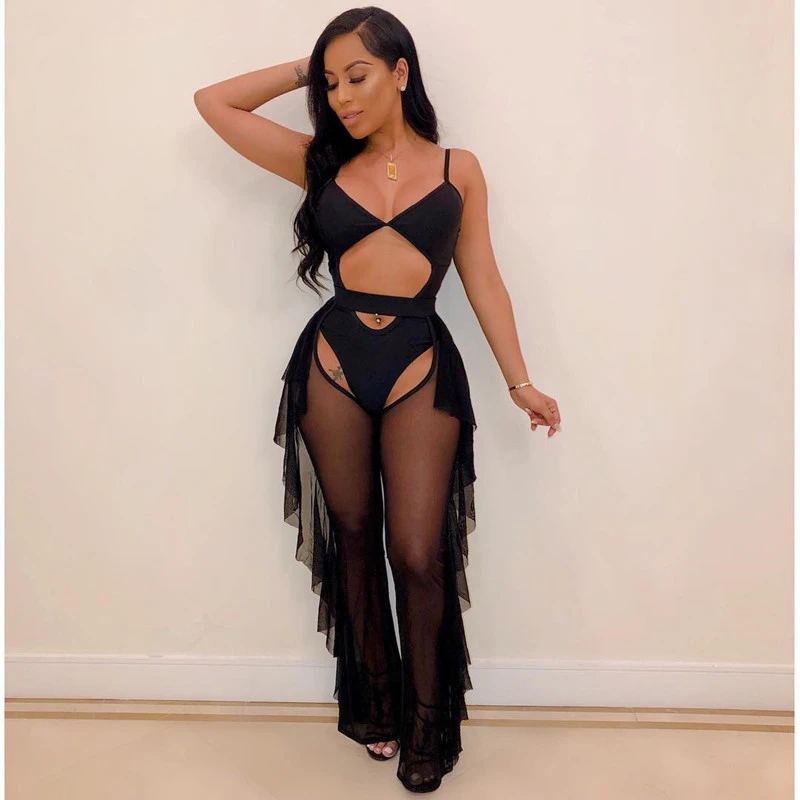 Two-piece stitching mesh pants
