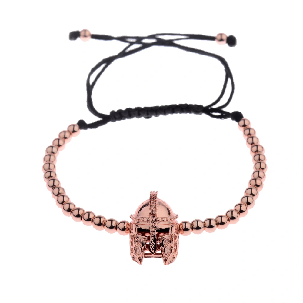 Source micro-inlaid Spartan helmet 4mm copper beads adjustable bracelet