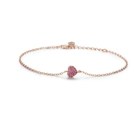 Studded zircon heart-shaped extended bracelet