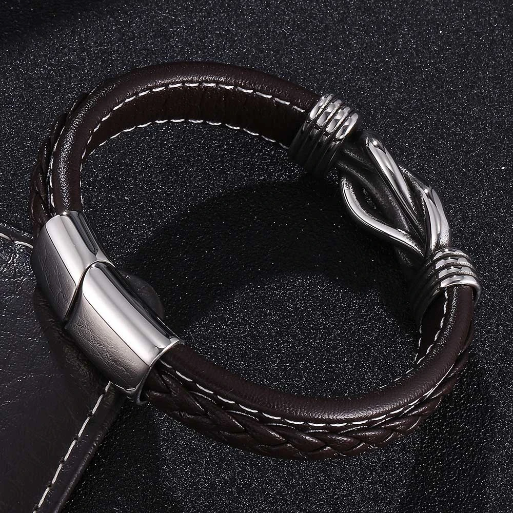 Titanium Steel Punk Male Personality Leather Bracelet