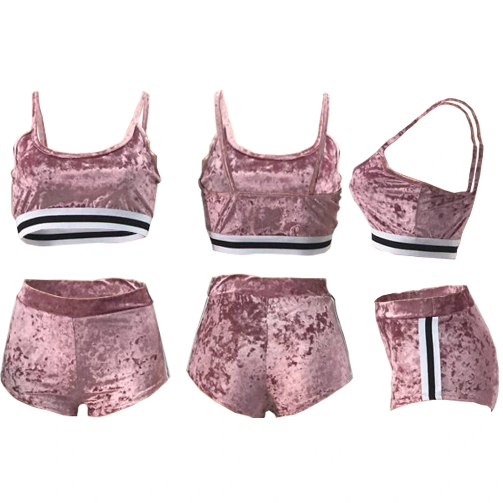Gold Velvet Sling Hip Fashion Two-Piece Set