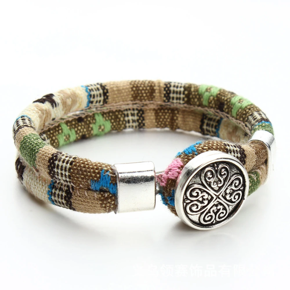 Cotton leather strap bracelet