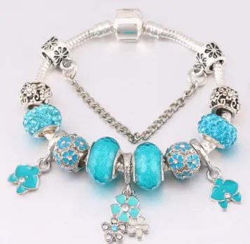 DIY Glass Beads Flower Pendant Bracelet