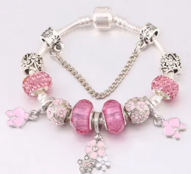 DIY Glass Beads Flower Pendant Bracelet