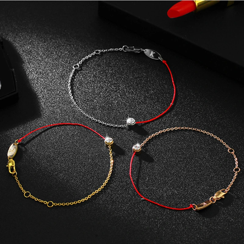 Single diamond red string bracelet