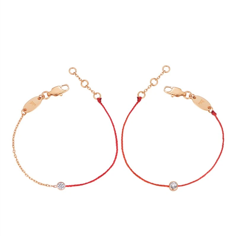 Single diamond red string bracelet