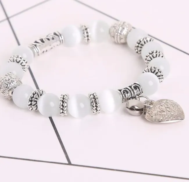 Yoga  10 Mm White Cat Eye Beads