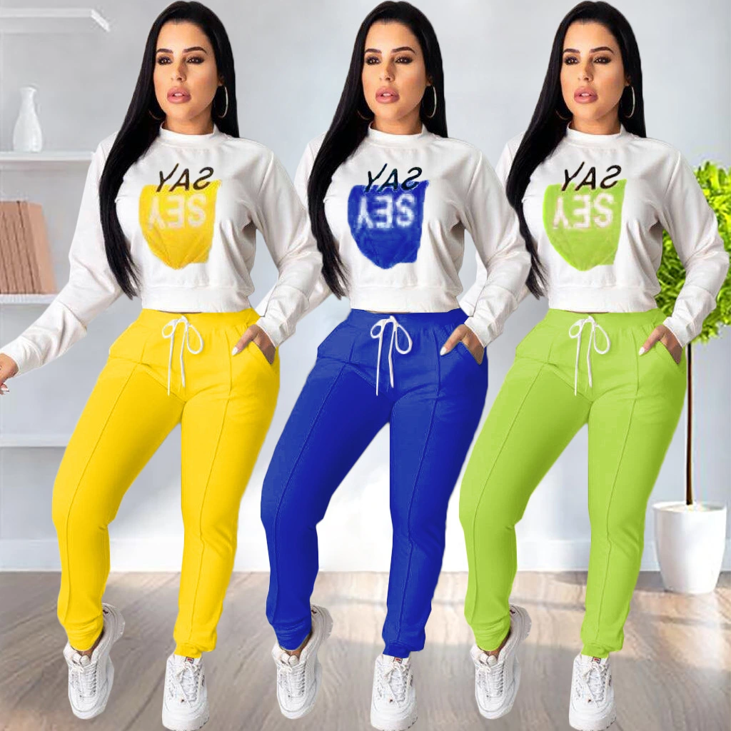 Letter print fashion sports and leisure suit