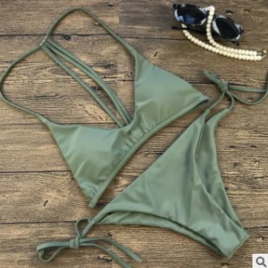 2021 popular models new solid color ladies bikini