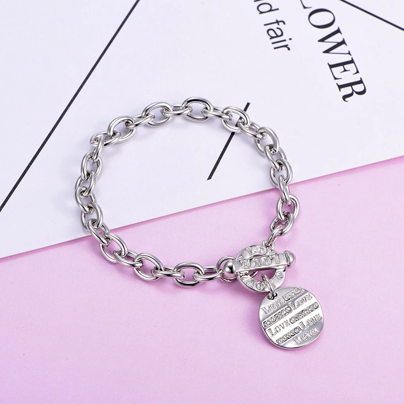 European and American stainless steel punk letter Bracelet