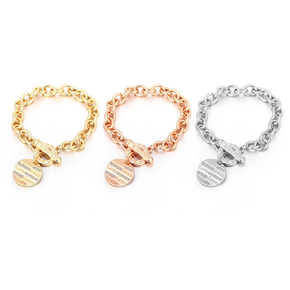 European and American stainless steel punk letter Bracelet