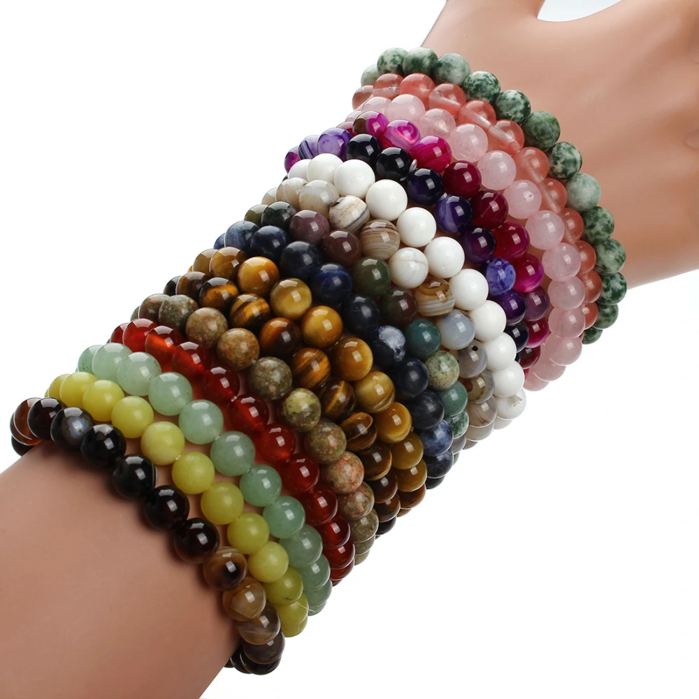 2021 Fashion Natural Stone Bracelets For Women Men Rose Quartzs Tiger Eyes Agates Beaded Yoga Bracelets Pulseira Masculina F2852